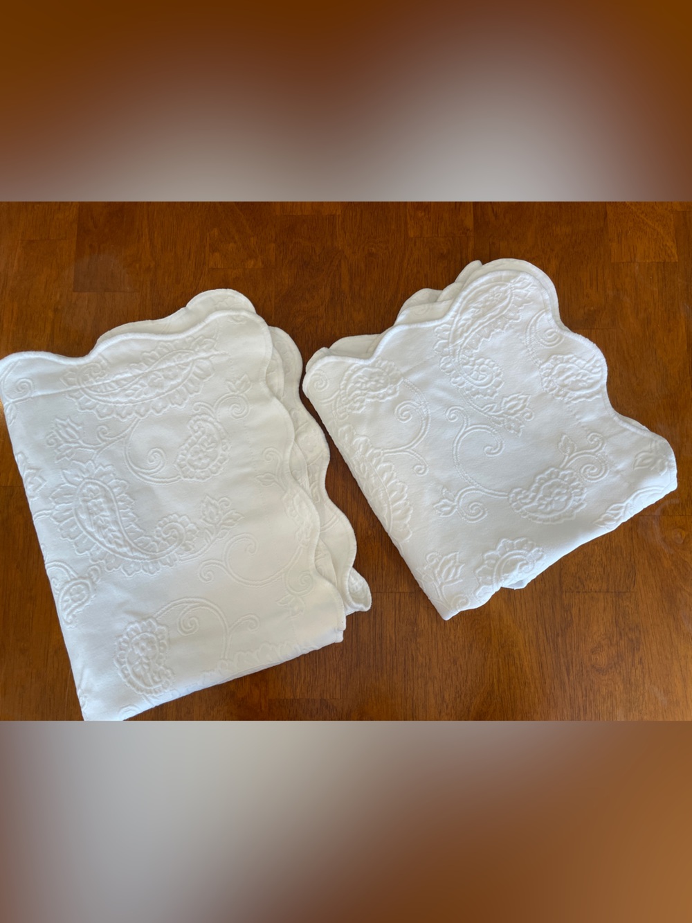 White Quilted Scalloped Edge Shams Set - 2 Piece, Standard Size